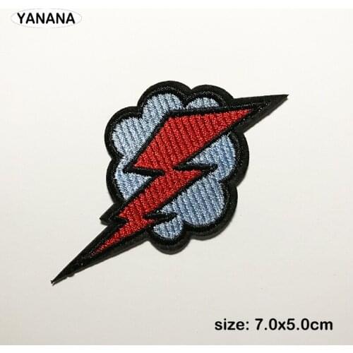 Lightning Icon Patch Embroidered Badges Hippie Iron On Patches For Clothes Stickers Badge