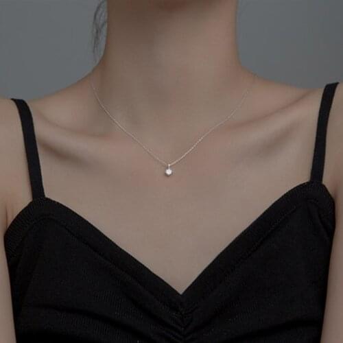 New Style 925 Sterling Silver Necklace AAA Zircon Necklace Exquisite Pendant Design Simple Necklace Girl NK066