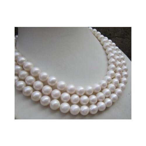 CHARMING 49" 9-10MM WHITE AKOYA NATURAL PEARL NECKLACE 14k YELLOW CLASP