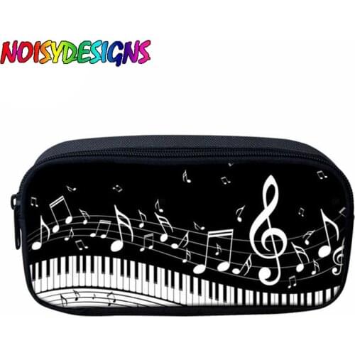 NOISYDESIGNS Pencil Box Pencilcase Music Note Printed Custom Bag Piano Pencil Case for Boys Girls Zipper Makeup Bolsa Infantil