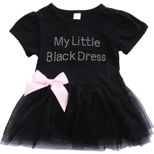 New Toddler Infant Newborn Baby Girls Dress Bow Ball Gown Mini Soft Dress Letter Lovely Casual Clothes