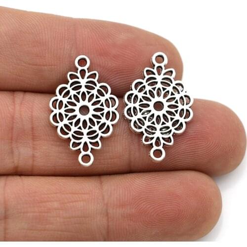 JAKONGO Flower Charm Connectors for Jewelry Making Bracelet Accessories DIY Findings 10pcs/lot