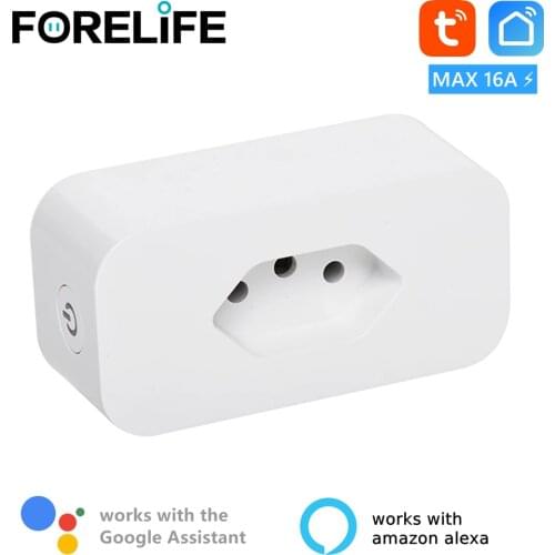 Tuya WiFi Brazil Smart Plug 16A Power Socket Outlet Smart Life APP for Alexa Google Home Voice Control Power Monitor Timing