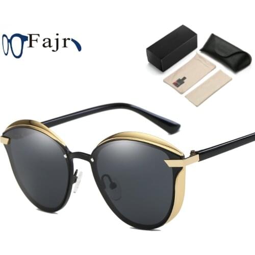 Cat Eye Glasses For Women Polarized Sunglasses With Leather Case High Quality Lenses Sun Golden Frame Shade Female Fashion Trend