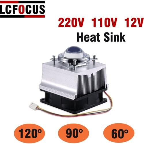 LED Radiator Heat Sink + Reflector Bracket + Fan + 60 90 120 Degree Lens Suitable For 20 30 50 100 W LED COB