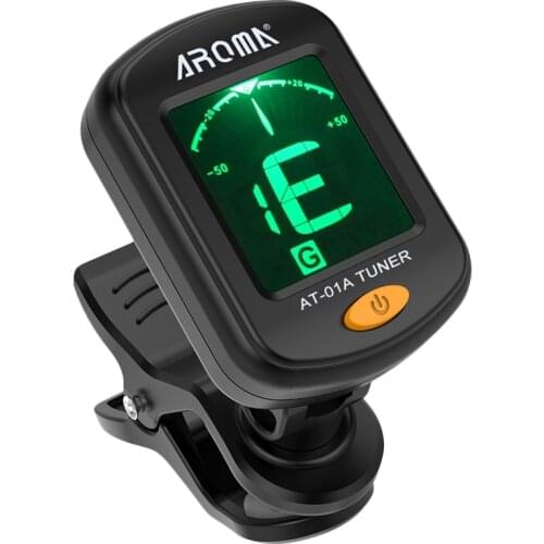 Aroma At-01A Guitar Tuner Rotatable Clip-On Tuner Lcd Display For Chromatic Acoustic Guitar Bass Ukulele