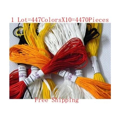 High Quality Cotton Thread Cross Stitch Thread 1Lot=4470 Pieces(447ColorsX10Sets) Similar DMC Thread Free Shipping