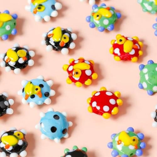 Fun duck little handmade glass glass beads DIY hand-made earrings pendant jewelry accessories beaded material