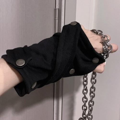 Womens Fashion Oversleeve Design Punk Long Gloves Emo Streetwear Women Half Finger Sleeve Fingerless Grunge Mittens S2300