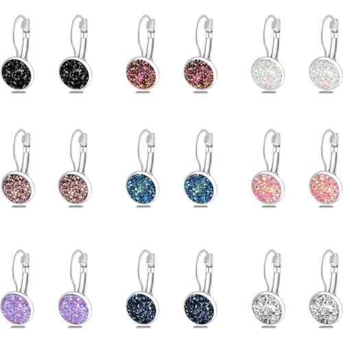 Simplee Korean Fashion Earrings with Round Stone for Women Silver Color Hanging Earrings 2021 Trend Jewelry K-pop Accessories