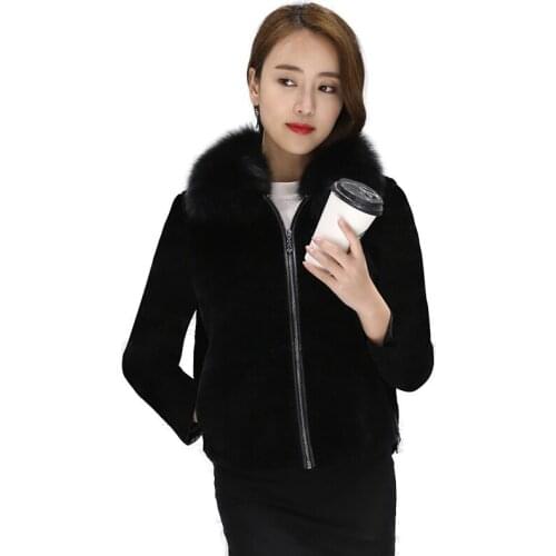 Winter Autumn Women Fur Overcoat New Faux Sheep Sheared Fur Jackets Gaodang Warm Mink Plush Coat Fur Collar Solid Coat Outwear