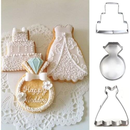 1pcs patisserie reposteria Wedding Metal Cookie Cutters Cake Decor Tools Cupcake Chocolate Biscuit Mold Ring Dress DIY