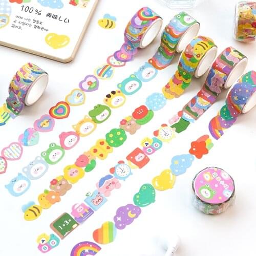 100pcs Cute Flower Bear rainbow Masking Washi Tape set Decorative Adhesive Tape Decora Diy Scrapbooking Sticker Label
