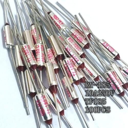 100pcs RY FUSE RY-185 Temperature Fuse RY Tf Heat Protector 185Degrees 10A250V TF 185 C Temperature Switch 185C Insurance Pipe