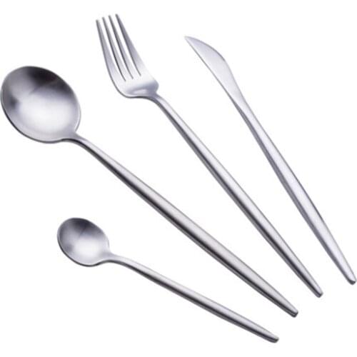 16Pcs/Set Tableware Set Stainless Steel Cutlery Silver Colour Western Food Luxury Kitch Suit Fork Teaspoon Knife