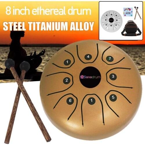 8 Inch Tongue Drum Ethereal Sanskrit Hand Pan Drum For Friends Ethereal Gift Drum + Drumstick N6A5