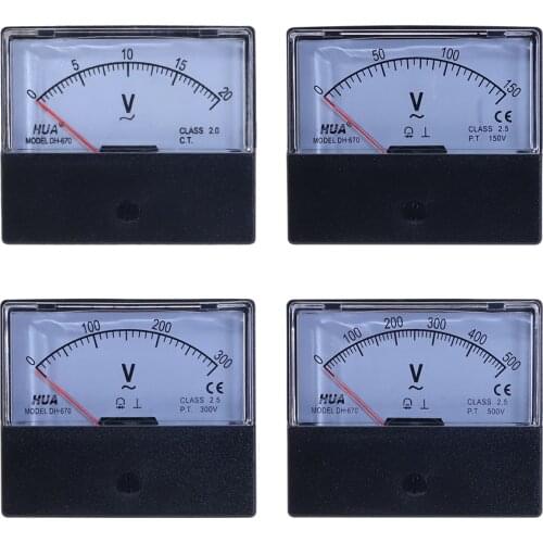 AC Analog Panel Volt Voltage Meter DH-670 Voltmeter Gauge 20V 150V 300V 500V Mechanical Voltmeter