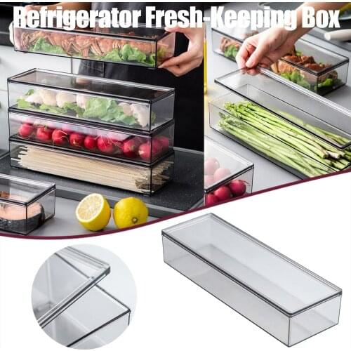 @ Refrigerator Food Crisper Transparent Plastic Sealed Storage Tank Food Freezer Box Kitchen Organizer And Storage Container