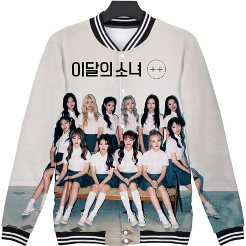 KPOP LOONA Baseball Uniform Coat Autumn Bomber Jacket Streetwear Casual Tracksuit Hip Hop Brand Coats Unisex