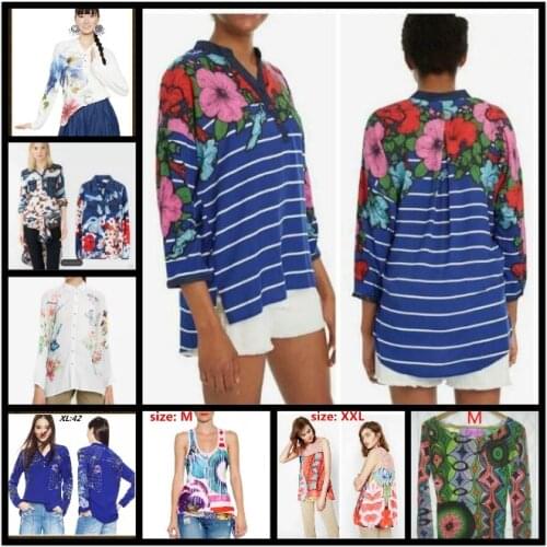 2020 DESIGUAL Spanish style original single hand painted print v-neck blouse DESIGUAL
