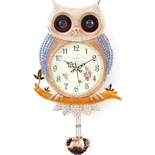 BRITISH JEWELRY WATCHES CREATIVE OWL CLOCK HOME FURNISHING EUROPEAN MURALS MODERN DESIGN LIVING ROOM HANGING WALL DECOR PENDANT