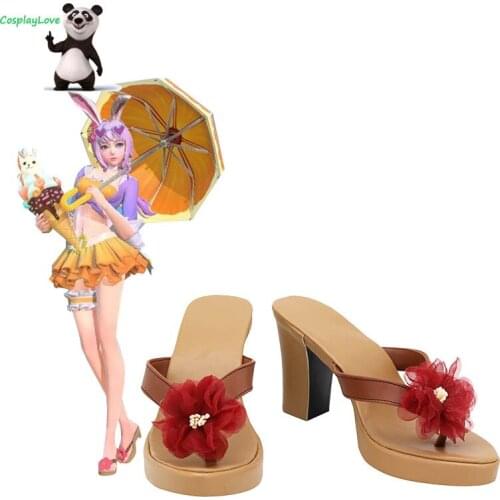 CosplayLove Arena Of Valor Honor of Kings Gongsun Li Slippers Red Cosplay Shoes Long Boots Leather Hand Custom Made