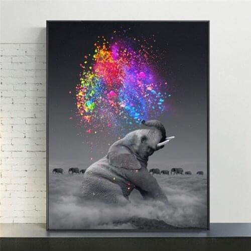 Fantasy Elephant Canvas Posters and Print Colorful Animals Paintings on The Wall Decorative Pictures for Home Living Room Decor