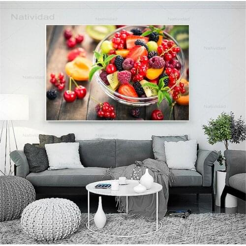 Fruit Vegetable Basket Strawberry Posters Canvas Art Food Paintings Modern Cuadros Decoracion for Kitchen Room Without Frame