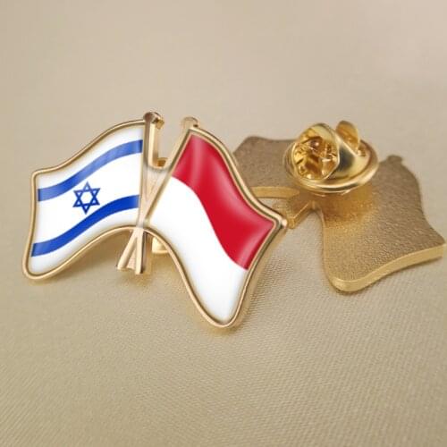 Israel and Monaco Crossed Double Friendship Flags Lapel Pins Brooch Badges