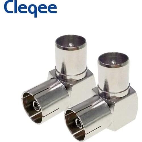 JXSINONE 2pcs Nicket-Plated TV Female To TC Male Coaxial Right Angle Connector RF Coax Antenna Adapter