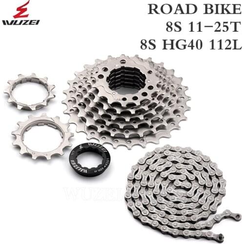 WUZEI MTB Flywheel Chain 8 Speed 11-25/28/32/40/42T Cassette Freewheel 8S SHIMANO KMC 112L Chains Mountain Road Bicycle Parts