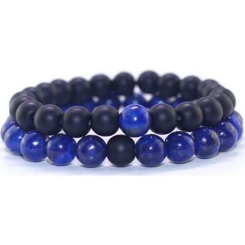 Fashion Couple Natural Stone Beaded Bracelet Cyanite Stone Matte Combination Set Bracelet Pulsera De Mujer Yoga Bracelet Jewelry