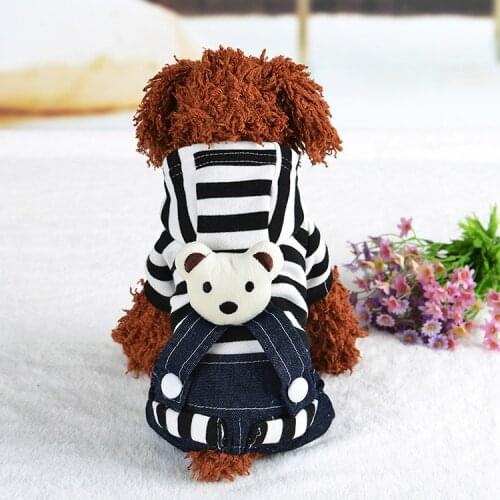 New Style Denim Suspenders Dog Clothes Pet Supplies Cat Dog Clothes Striped Suspenders Bear Four-Legged Pants одежда для собаки