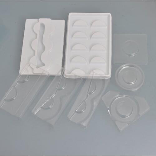 Wholesale 100pcs clear lash trays plastic square transparent mink lash holder eyelash tray for eyelash packaging box round case