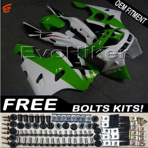 ABS Plastic Bodywork Set for ZX6R 1994 1995 1996 1997 Green black white ZX 6R 94 95 96 97 Body Kit motorcycle panels