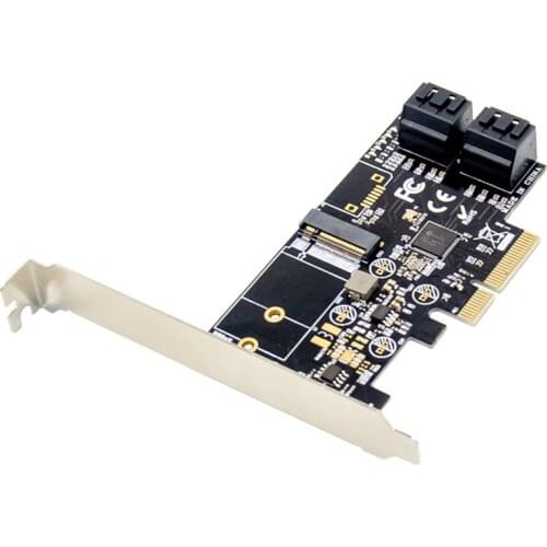 PCI-E SATA Expansion Card PCI-E X4 JMB585 SATA 3.0+MSATA Expansion Card NGFF 6G Hard Disk Conversion Card