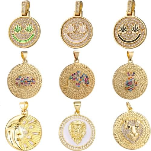 Juya DIY Healthy Smile Face Evil Eye Bear Lion Moon Charms For Pendant Jewelry Making Mothers Day Gift Drop Shipping Supplies