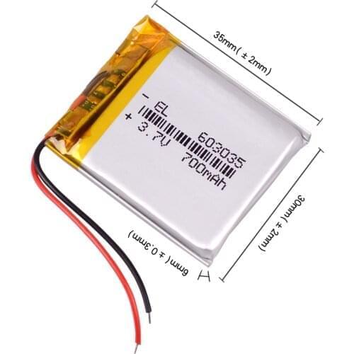 Polymer battery 700 mah 3.7 V 603035 smart home Li-ion battery for dvr GPS mp3 player mp4 gamepad