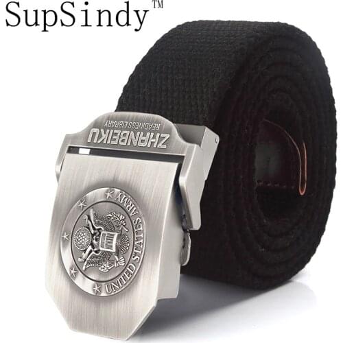 SupSindy canvas belt United States National Emblem Alloy buckle military men belt Army tactical belts for Men strap Top quality