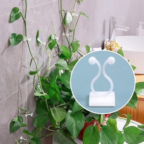 100Pcs Self-Adhesive Plant Climbing Wall Fixture Clips Home Vine Hanging Holder Hook Decoration for Home Garden Wall Sticky Hook
