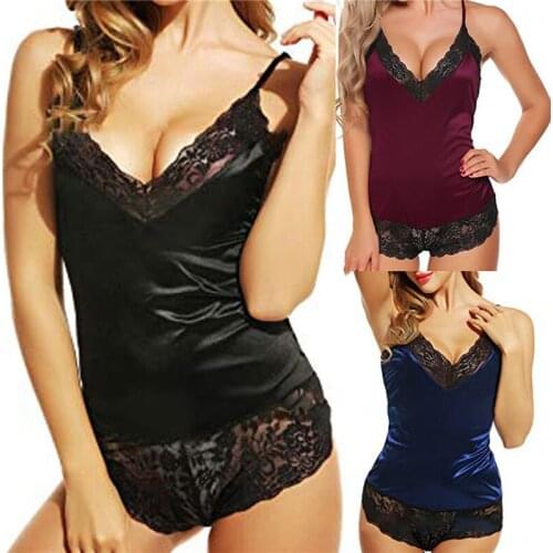 Sexy Erotic Bodysuit For Womens Lace Sling V Neck Pajamas Transparent Babydoll Lingerie Ladies Eroctic Playsuit
