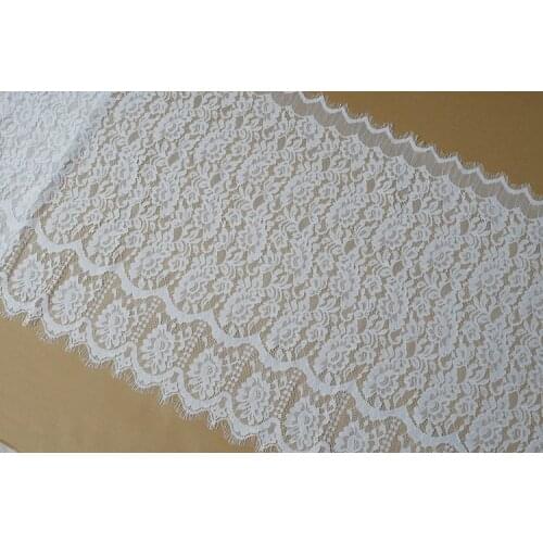 Wide 53cm length 300cm eyelash lace trim wedding Dress lace fabric off white Table Cloth DIY Craft material