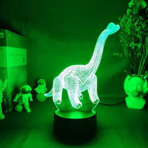 7 Color Changing Brachiosaurus Lamp Novelty Upward Lighting Acrylic 3D Illusion Night Light Kids Child Bedroom Art Decoration