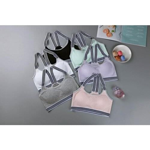 Training Bras Japanese and Korean girl underwear set without steel ring thread bra running wrapped chest base fitness yoga lady