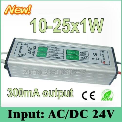 2pcs Waterproof LED driver 300mA AC/DC24V 10w 12w 15w 18w 25w 10-25x1W Constant Current drivers For LED Lighting