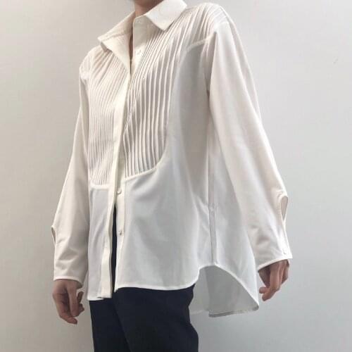 2020 Early Autumn and Summer Dress Chic Design Piano Keys Pleated Long-sleeved Loose Loose Casual Women Shirt
