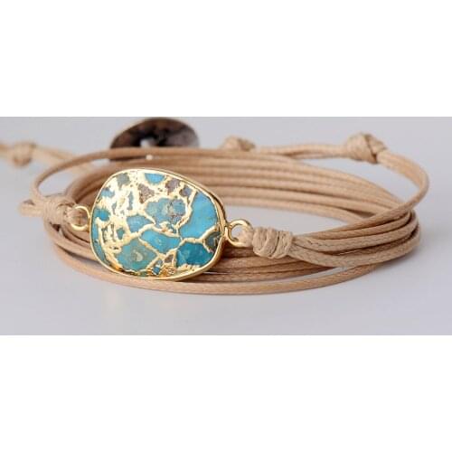 Stone Charm Bracelets Turquoises Long Vegan Cord Friendship Wrap Bracelet Bijoux Femme Women Jewelry Wholesale Dropshipping