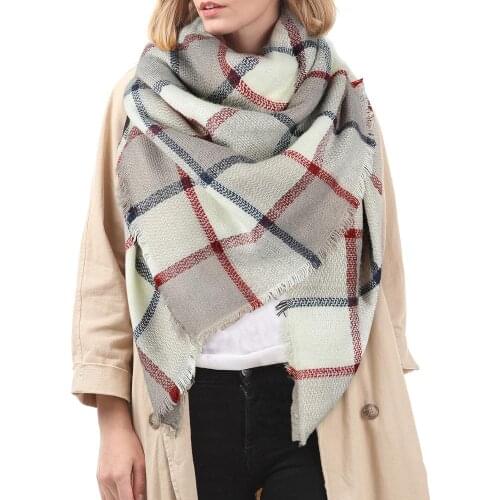 Winter Scarf Women Scarf Plaid Blanket Thick Winter Scarf Tartan Chunky Wrap Oversized Shawl Cape Female Shawls And Scarves 2019