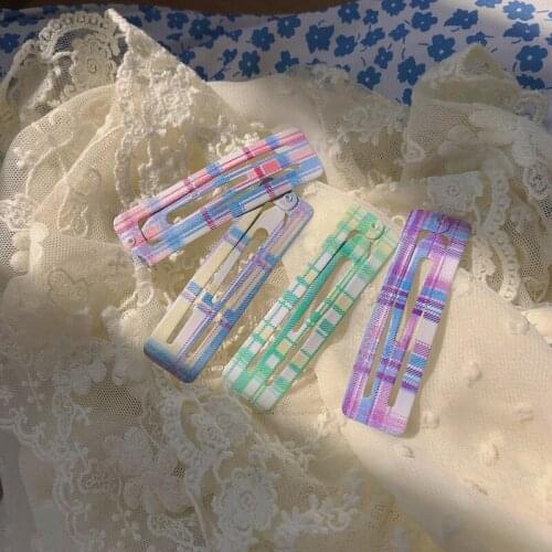 1 Pcs Spring Korea Simple Beautiful Color Plaid BB Clip for Sweet Girl Child Hairpins Hair Accessories