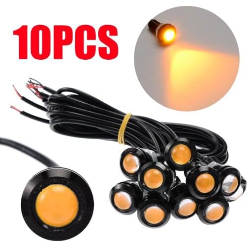 10pcs 12V 10W 18mm Amber Eagle Eye LED Lights COB LED Car Daytime Running DRL Head Tail Backup Light